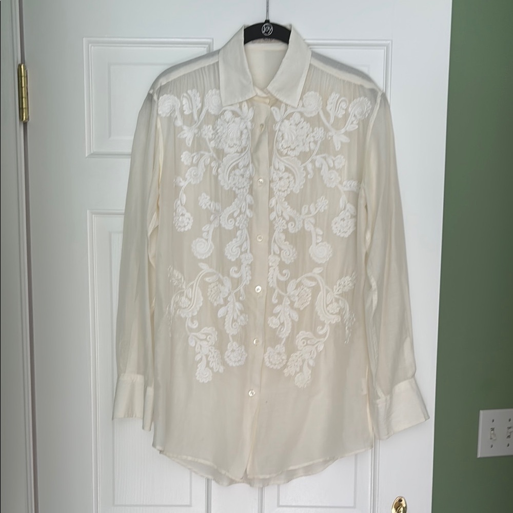 Etro Cream Floral Embroidered Men's Shirt